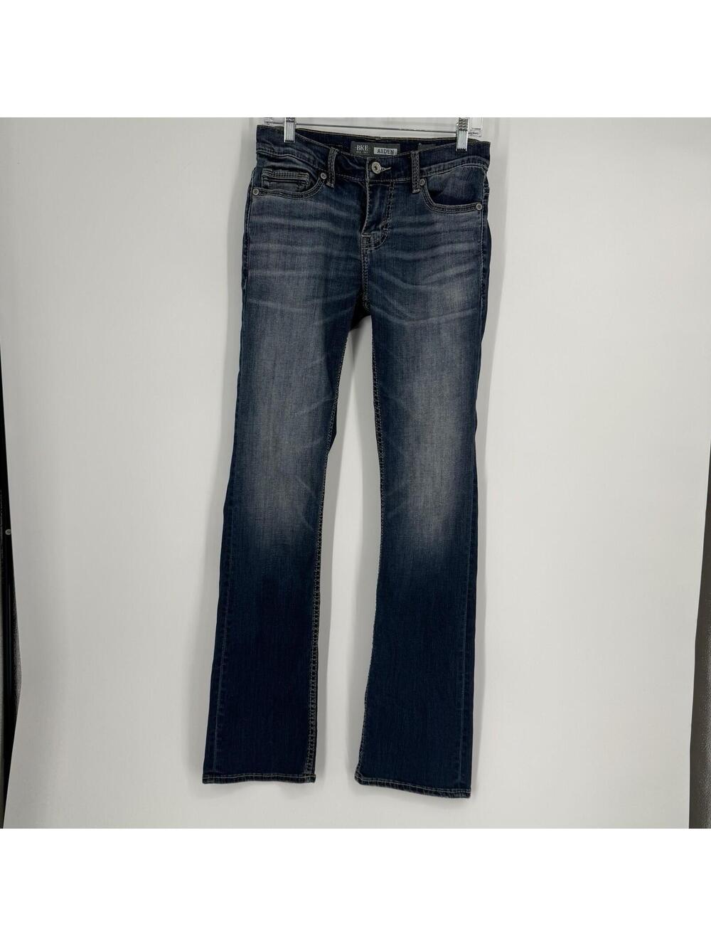 BKE Buckle jeans mens 29L long bootleg mid rise dark wash denim casual western